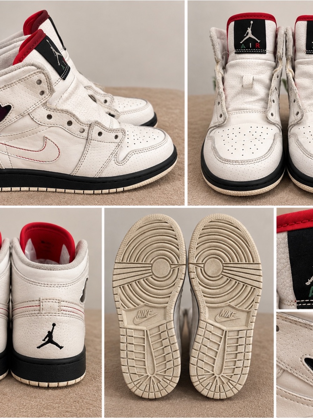 Jordan Kids High-Top Sneakers White with Red and Black Accents